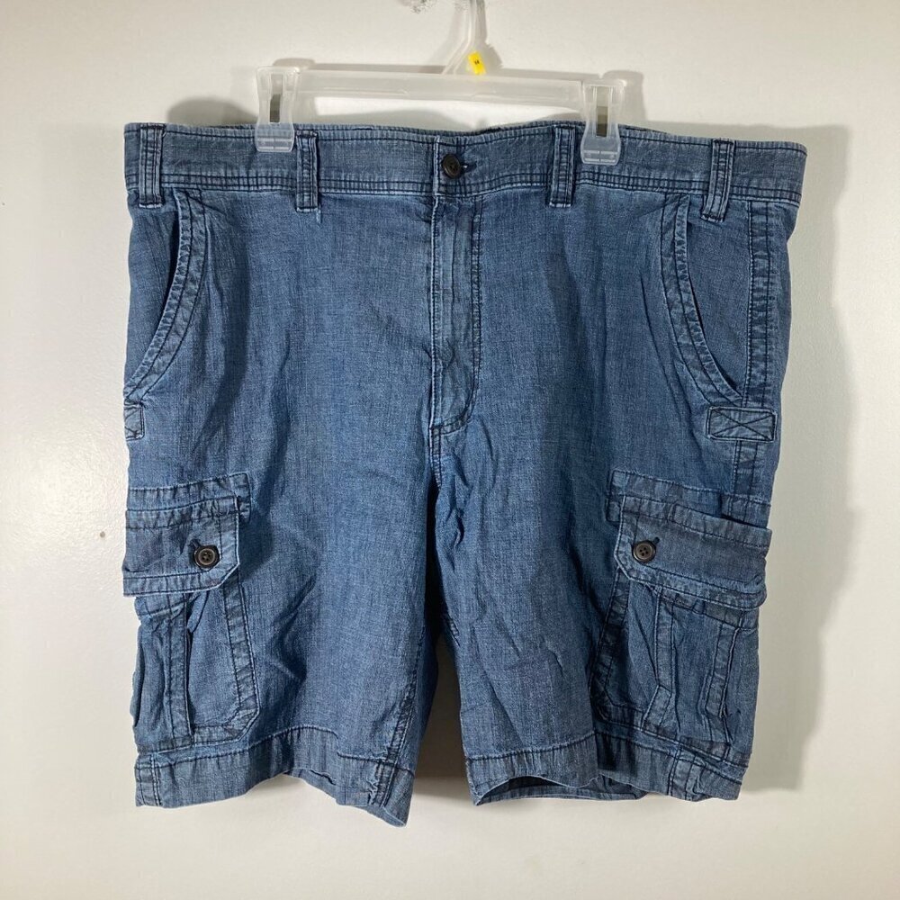 Mens Foundry Comfort Stretch Cargo Utility Shorts Cotton Spandex Blue 46‎